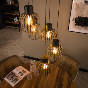 Hanglamp 5L  getrapt mix metal / Charcoal
