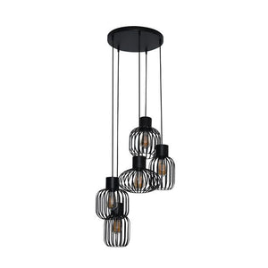 Hanglamp 5L  getrapt mix metal / Charcoal