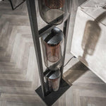 Vloerlamp 3L tower smoke glas-geperforeerd staal / Artic zwart