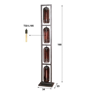Vloerlamp 4L tower smoke glas-geperforeerd staal / Artic zwart
