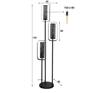 Vloerlamp 3L mesh rotate / Artic zwart