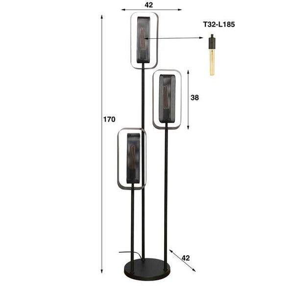 Vloerlamp 3L mesh rotate / Artic zwart