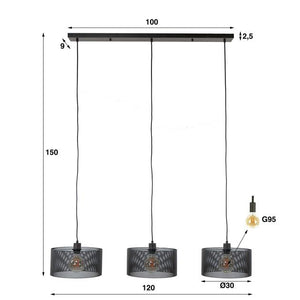 Hanglamp 3L mesh round / Artic zwart