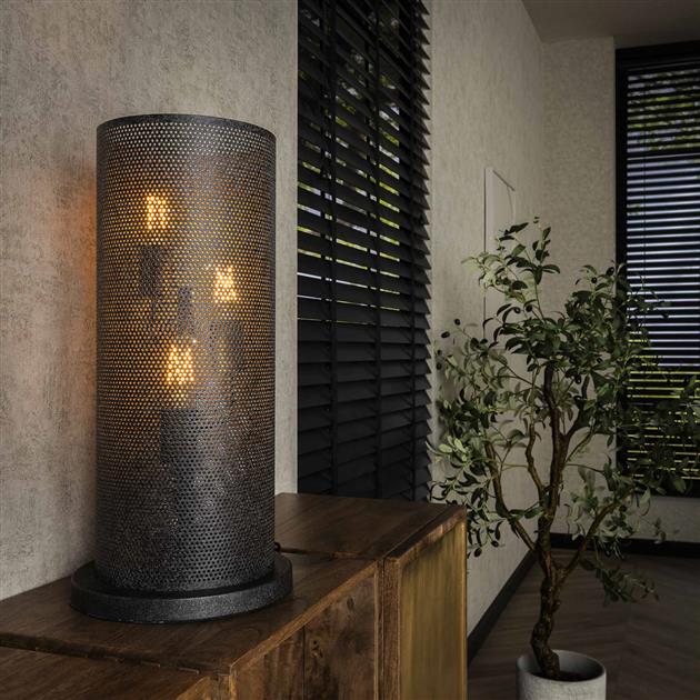 Tafellamp 3L koker mesh / Artic zwart (Magazijn sale)
