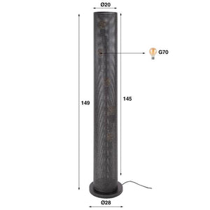 Vloerlamp 5L koker mesh / Artic zwart (Magazijn sale)