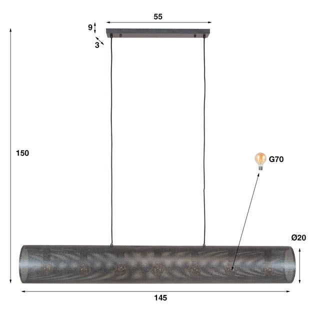 Hanglamp 7L koker XL mesh / Artic zwart (Magazijn sale)