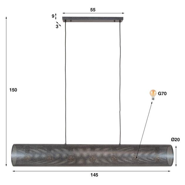 Hanglamp 7L koker XL mesh / Artic zwart (Magazijn sale)