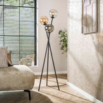 Vloerlamp 3L multi globe / Artic zwart