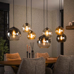 Hanglamp 4+3 multi globe XL / Artic zwart