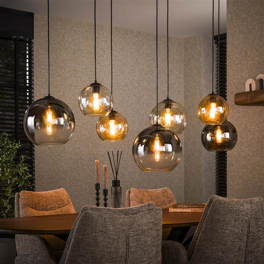 Hanglamp 4+3 multi globe XL / Artic zwart