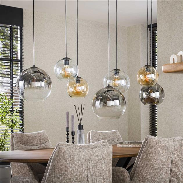 Hanglamp 4+3 multi globe XL / Artic zwart