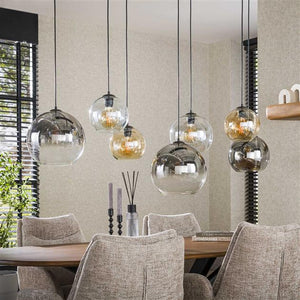 Hanglamp 4+3 multi globe XL / Artic zwart