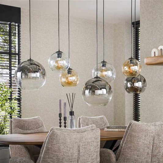 Hanglamp 4+3 multi globe XL / Artic zwart