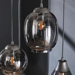 Hanglamp 5L getrapt mix / Chromed glas