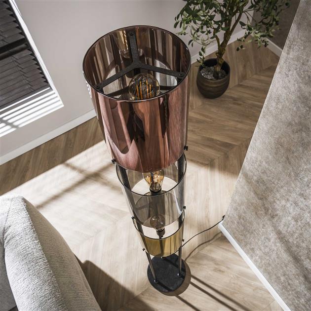 Vloerlamp Lucente tricolore 3-lichts / Artic zwart