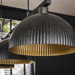 Hanglamp 3L halfronde kap-ribbel / Artic zwart