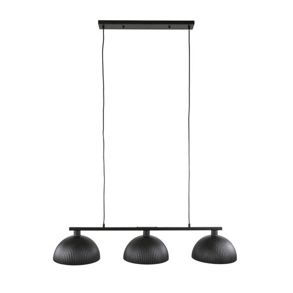 Hanglamp 3L halfronde kap-ribbel / Artic zwart