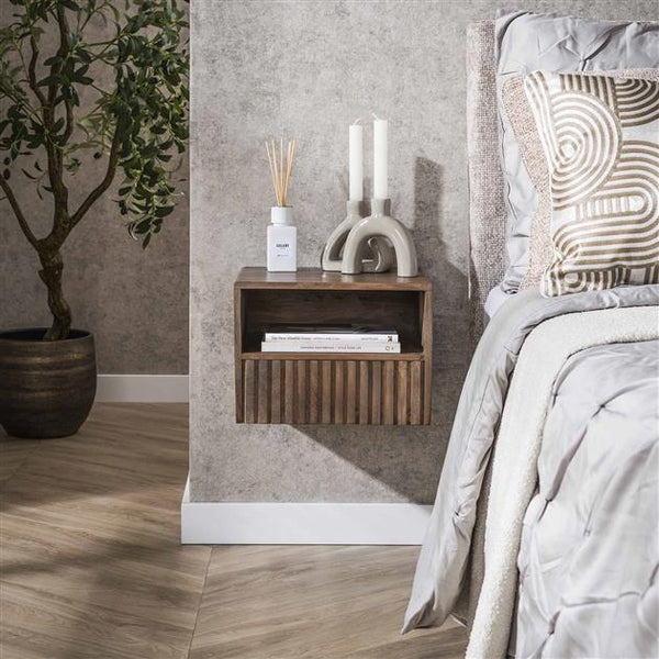 Nachtkastje 1 lade  open vak Carve / Massief acacia drift brown