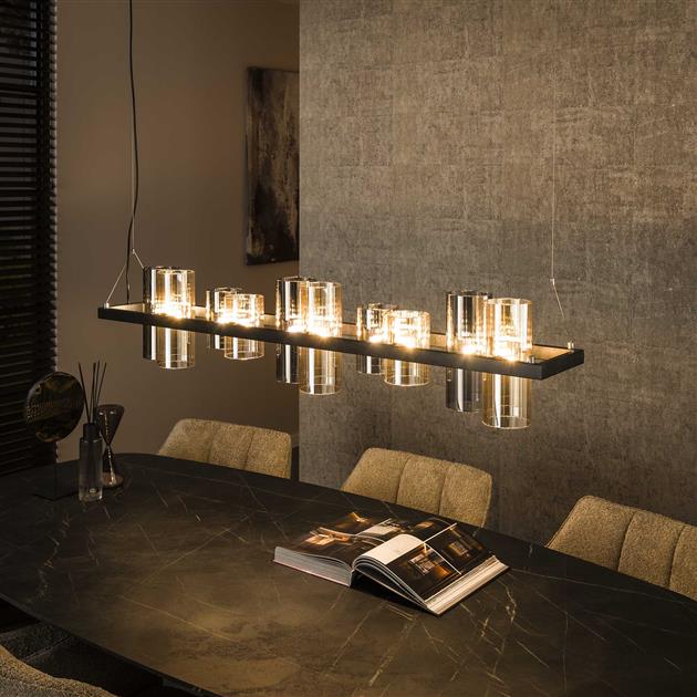 Hanglamp 10L cylinder mixed glass (G9) / Artic zwart