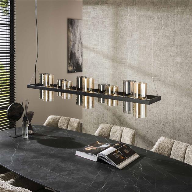 Hanglamp 10L cylinder mixed glass (G9) / Artic zwart