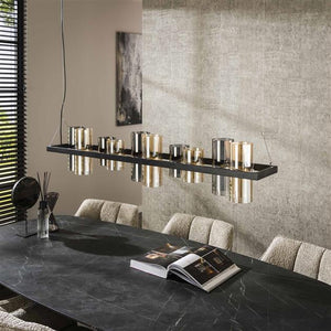 Hanglamp 10L cylinder mixed glass (G9) / Artic zwart