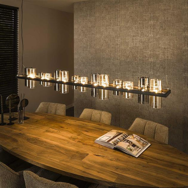 Hanglamp 14L cylinder mixed glass  (G9) / Artic zwart