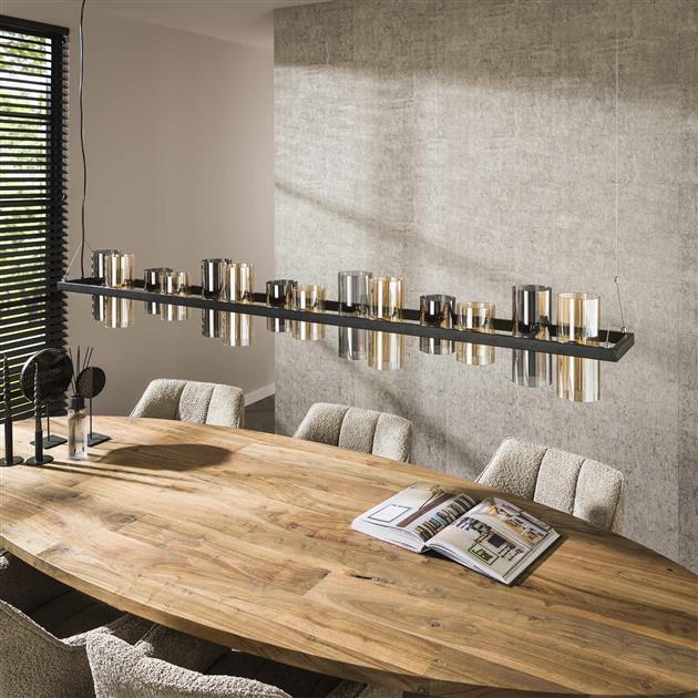 Hanglamp 14L cylinder mixed glass  (G9) / Artic zwart