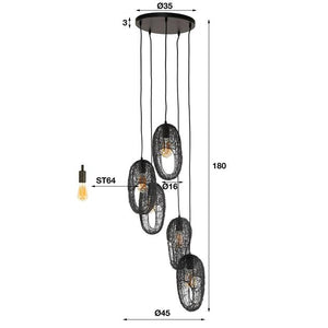 Hanglamp 5L open oog wire / Artic zwart (Magazijn sale)