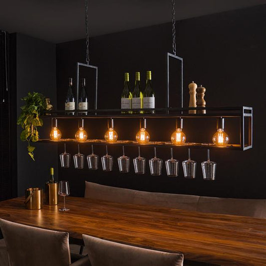 Hanglamp 6L decorate met wijnrek / Charcoal