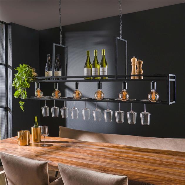 Hanglamp 6L decorate met wijnrek / Charcoal