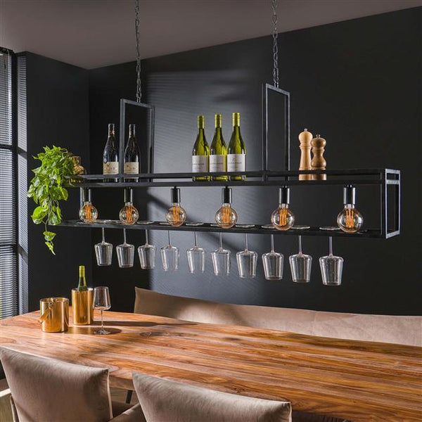 Hanglamp 6L decorate met wijnrek / Charcoal