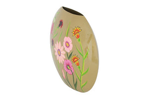 Ovale bloemenvaas Camina groen/roze - 40 cm hoog