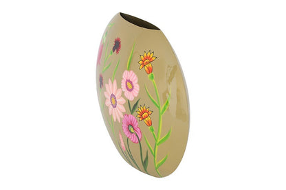 Ovale bloemenvaas Camina groen/roze - 40 cm hoog