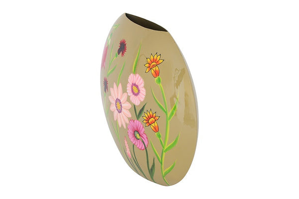 Ovale bloemenvaas Camina groen/roze - 40 cm hoog