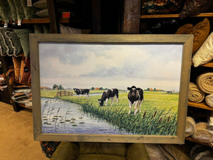 Buitenschilderij 3 koeien in weiland 133x94 cm - Wiebe van der Zee