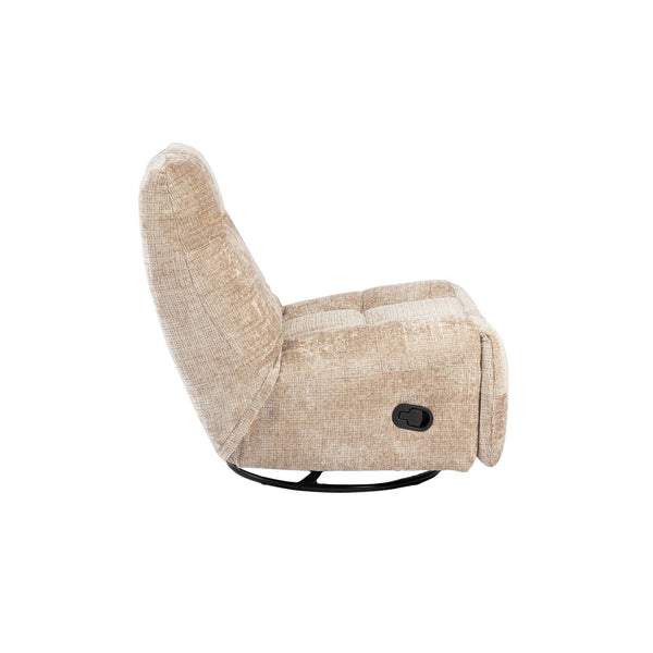 Relaxfauteuil Mila handmatig & draaibaar met unieke schommelstand - Beige stof
