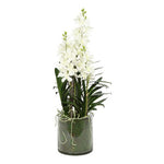 Kunstbloem in glazen pot Dendrobium wit - 78 cm hoog