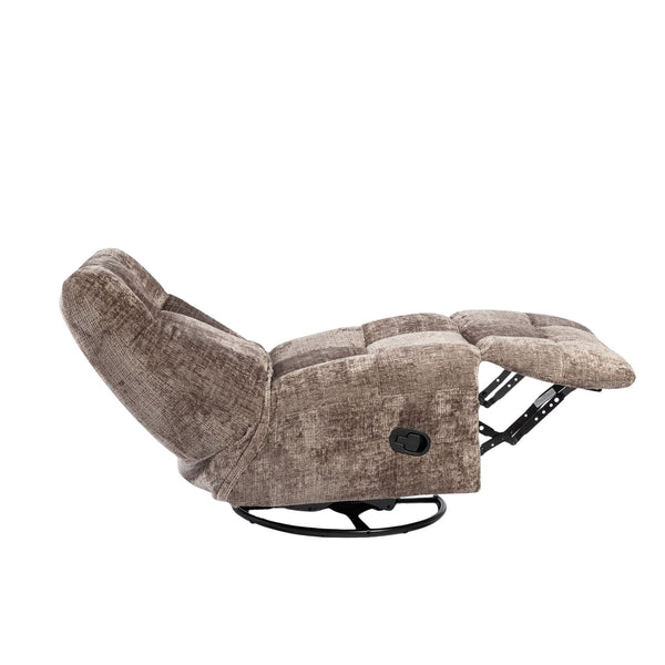 Relaxfauteuil Mila handmatig & draaibaar met unieke schommelstand - Bruine stof