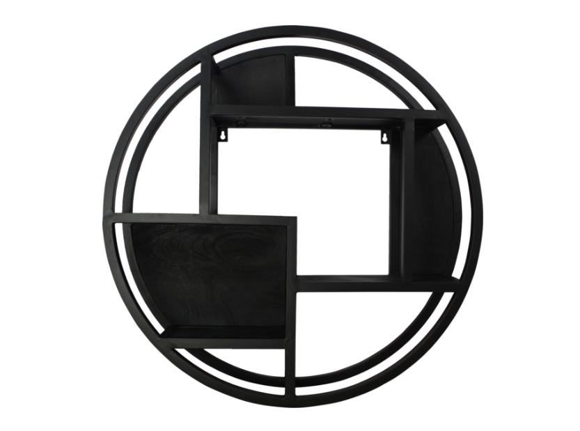 Wandrek rond mangohout zwart 75 cm (magazijn opruiming)