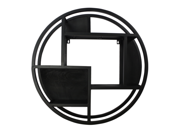 Wandrek rond mangohout zwart 75 cm (magazijn opruiming)
