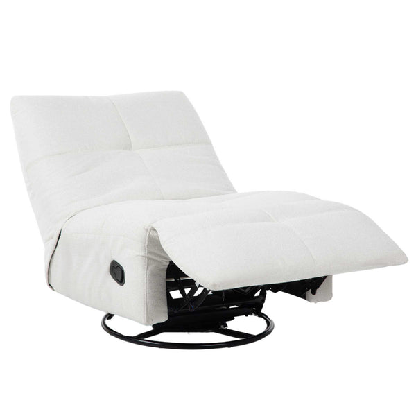 Relaxfauteuil Izzy handmatig & draaibaar met unieke schommelstand - Witte stof (Off white)