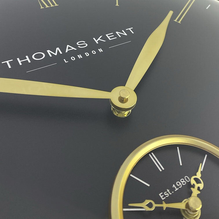 Thomas Kent wandklok "Timekeeper" No.9 rond Zwart/Goud  - Ø71 CM