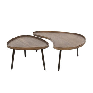 Salontafel set van 2 Carve organic / Massief acacia drift brown