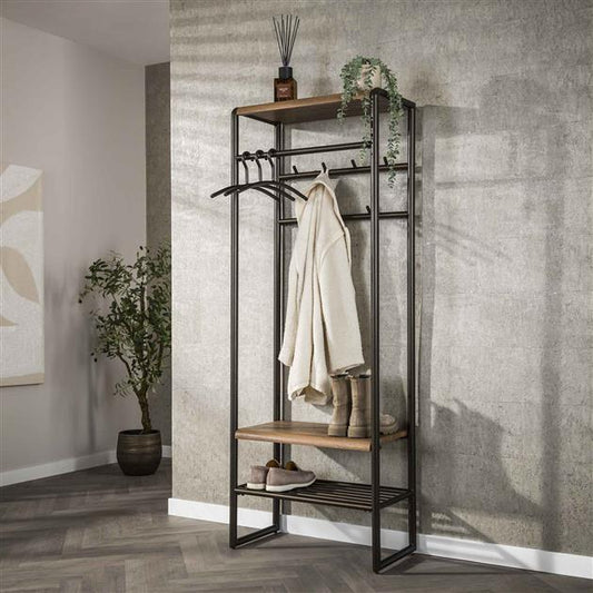 Garderobemeubel Luno roede + schoenenplank / Drift Brown Powdercoated