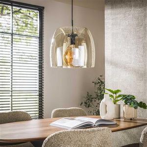 Hanglamp 1L drift glass / Amber color glas