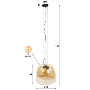 Hanglamp 1L drift XL glass / Amber color glas