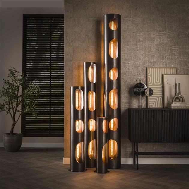 Vloerlamp Ø20 organic cylinder / Zwart nikkel (Magazijn sale)