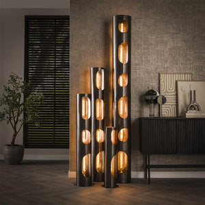 Vloerlamp Ø20 organic cylinder / Zwart nikkel (Magazijn sale)