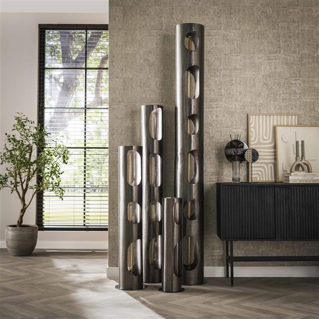 Vloerlamp Ø20 organic cylinder / Zwart nikkel (Magazijn sale)