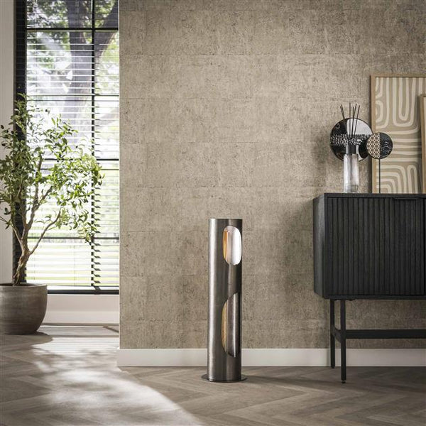 Vloerlamp Ø20 organic cylinder 2 lichts / Zwart nikkel (Magazijn sale)